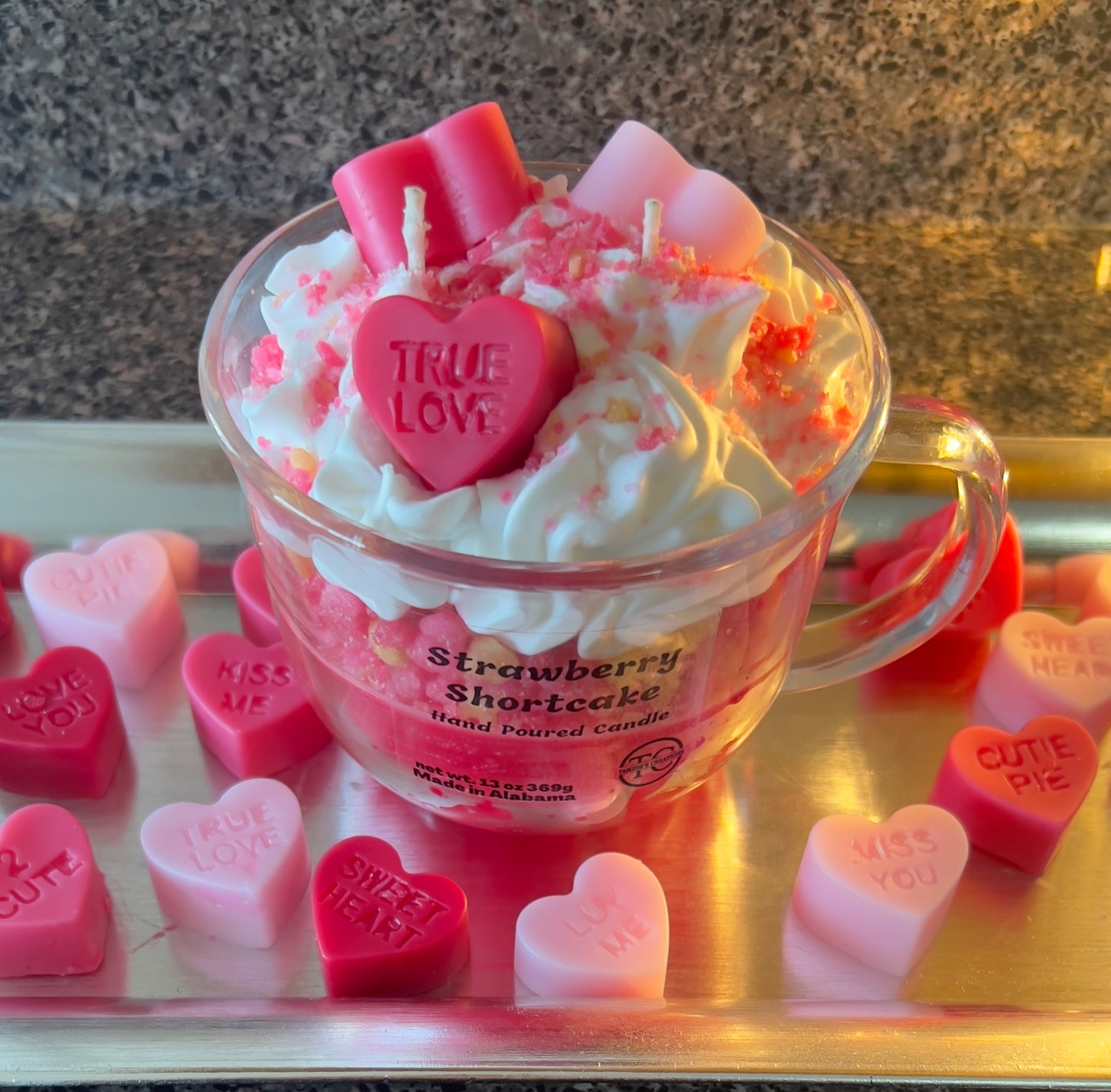 Valentine Strawberry Shortcake Dessert Candle (13oz)