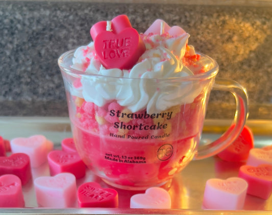 Valentine Strawberry Shortcake Dessert Candle (13oz)