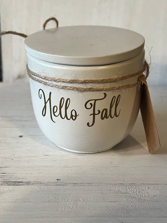 Concrete Candle White Vessel Hello Fall Clearance